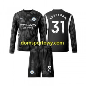 Koszulka Manchester City Ederson Moraes 31 Bramkarska Dziecięcy Czwarty Koszulki Piłkarskie 2024-2025 Długi Rękaw